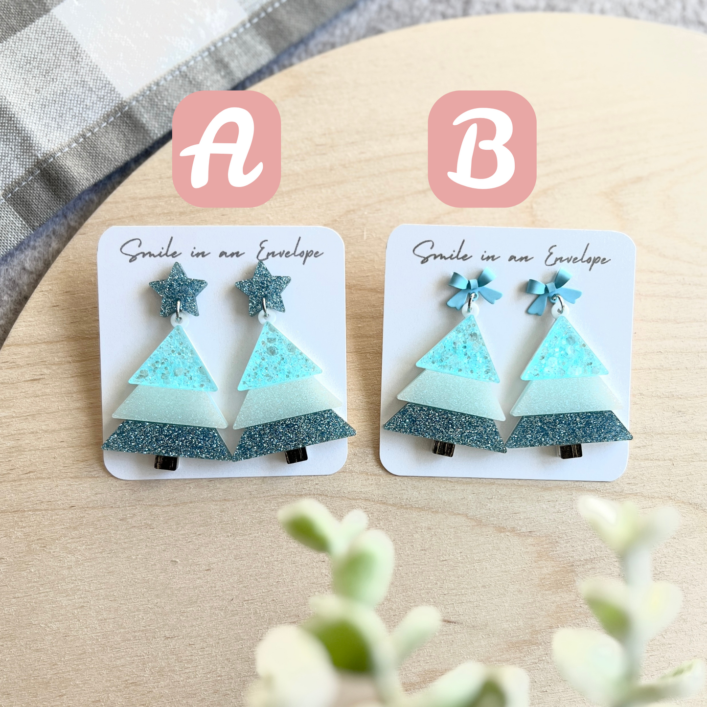 3 colors Christmas Tree Earrings - Blue