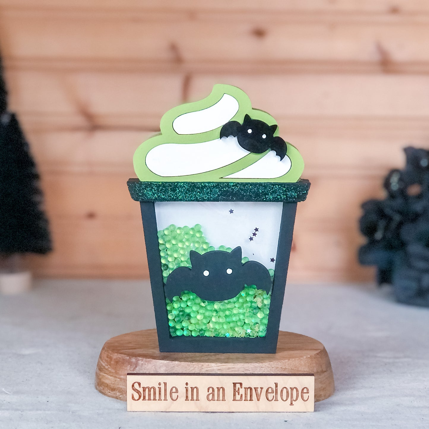 Bat Latte shaker Halloween Green