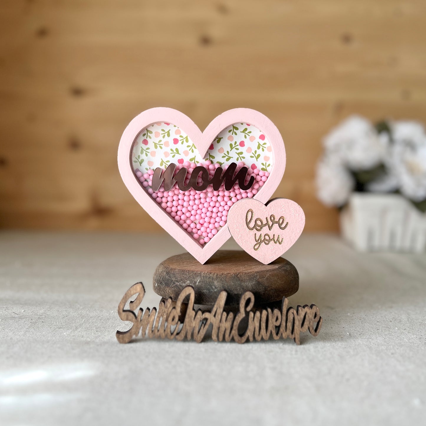 (New) Love you mom Double heart Shaker B