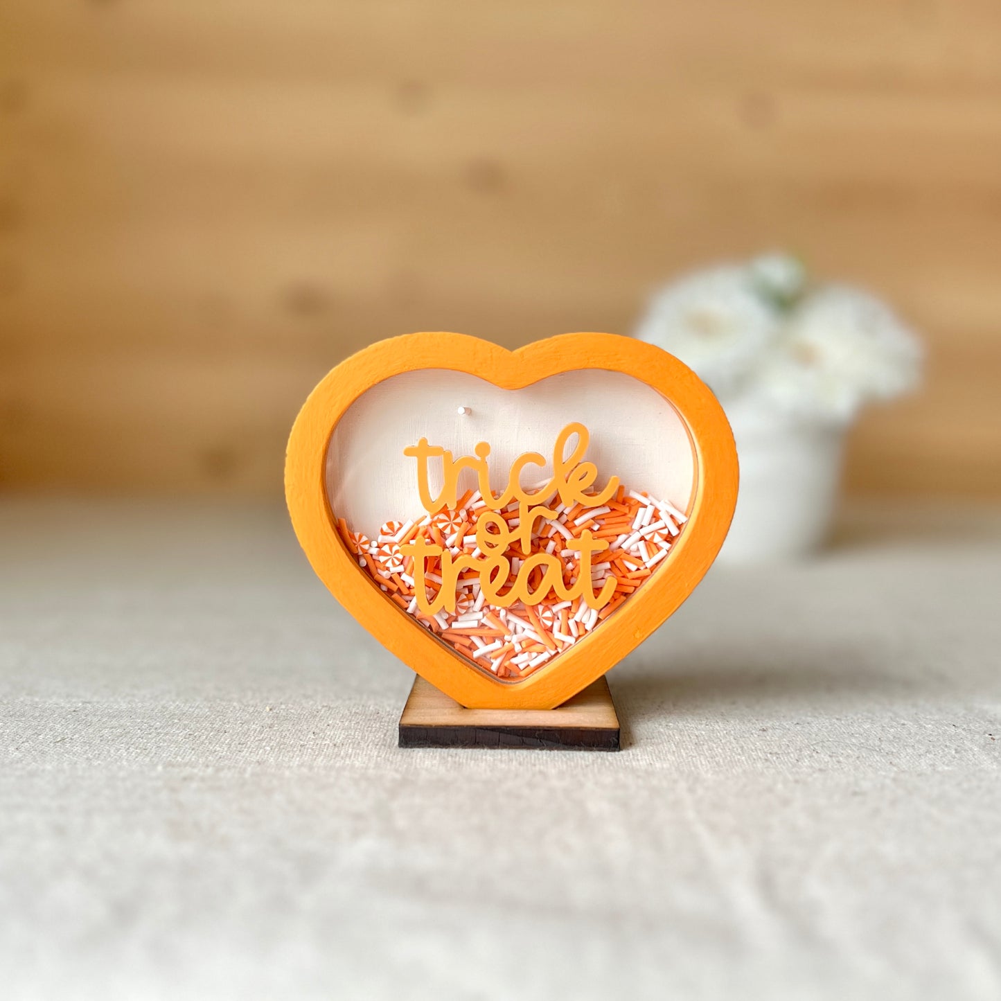 (New) Trick or Treat Orange Heart Shaker + 1 base