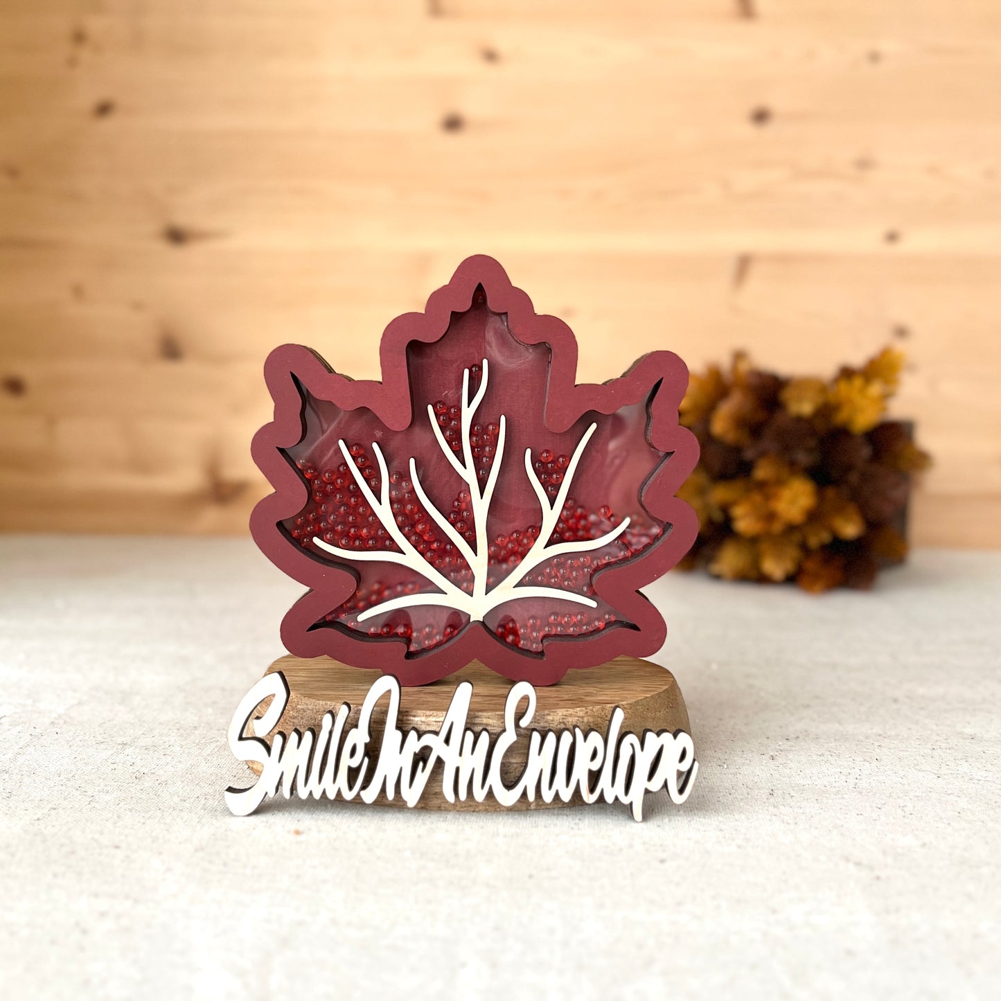 Fall Leaf shaker - Burgundy