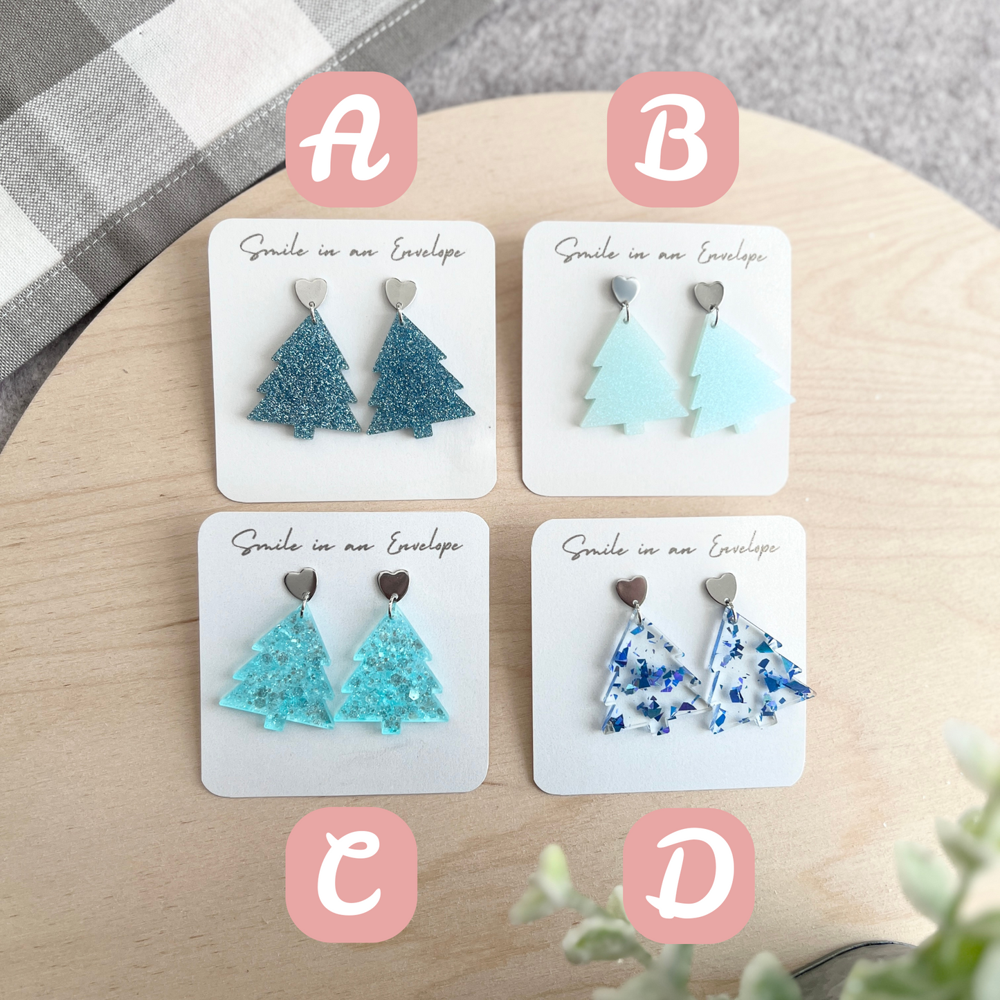 Christmas Tree Earrings - Blue