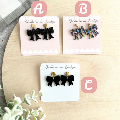 Bow Earrings Black