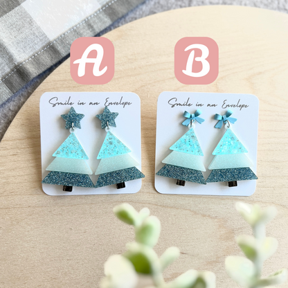 3 colors Christmas Tree Earrings - Blue