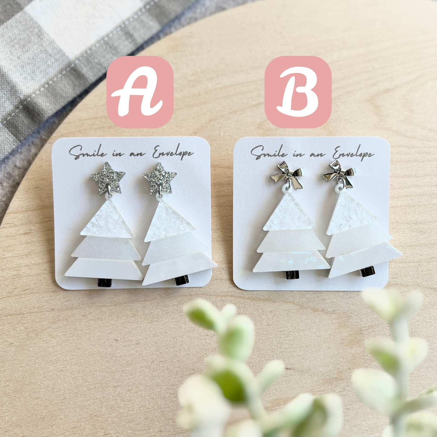 3 colors Christmas Tree Earrings - White