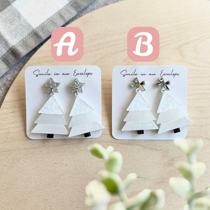 3 colors Christmas Tree Earrings - White