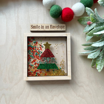 Christmas Tree shaker sign - Red Clear Beads image 0