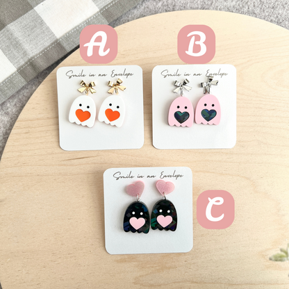 Ghost with heart Earrings