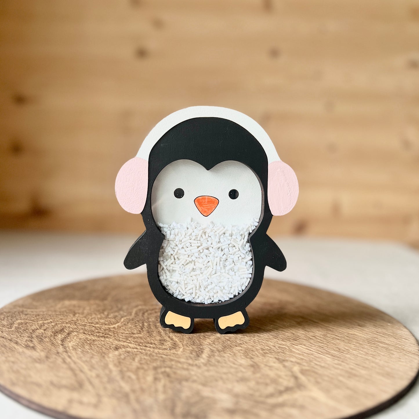 Penguin with earmuffs shaker