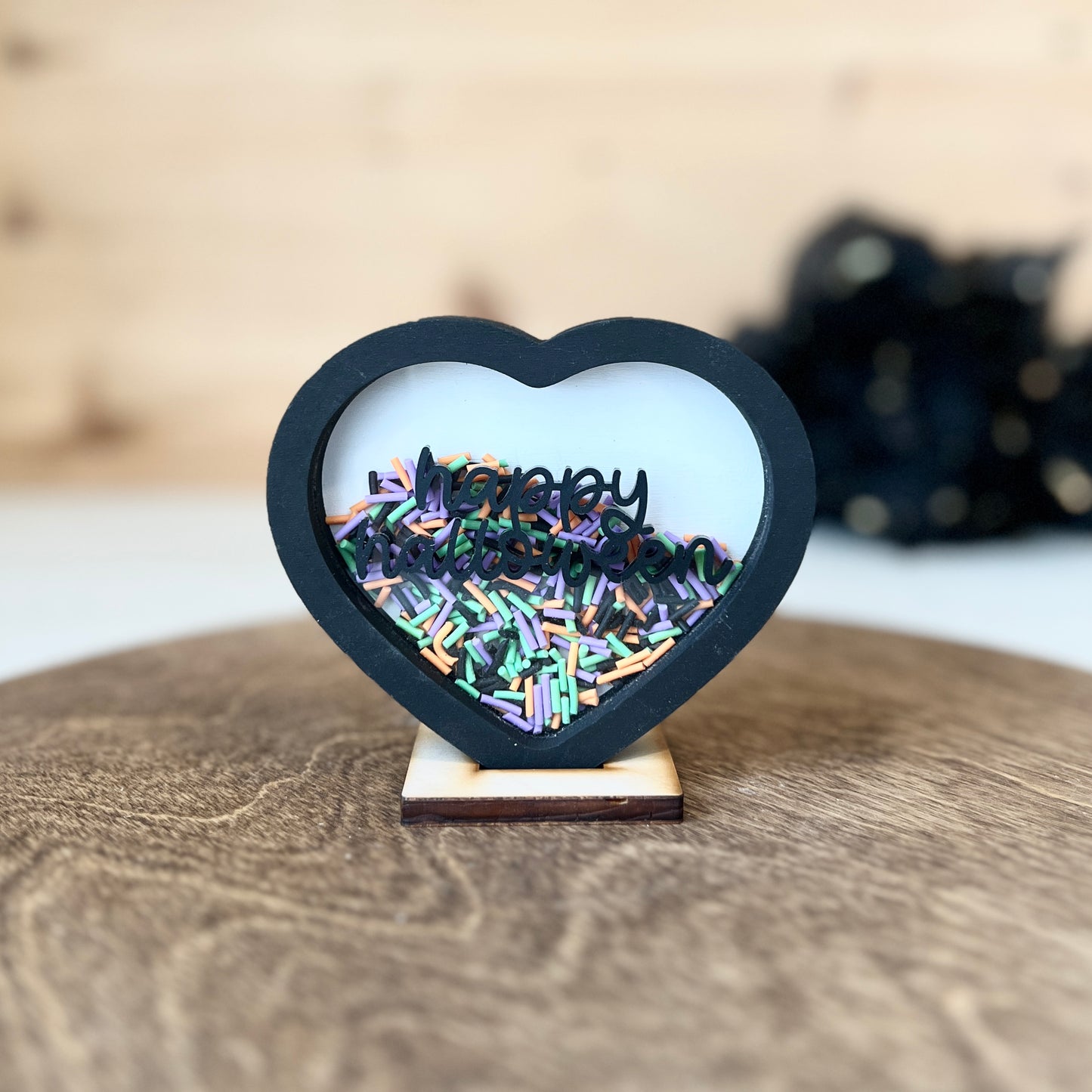 (New) Happy Halloween Black Heart Shaker + 1 base