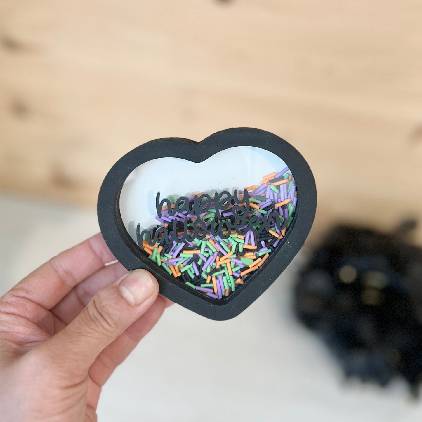 (New) Happy Halloween Black Heart Shaker + 1 base