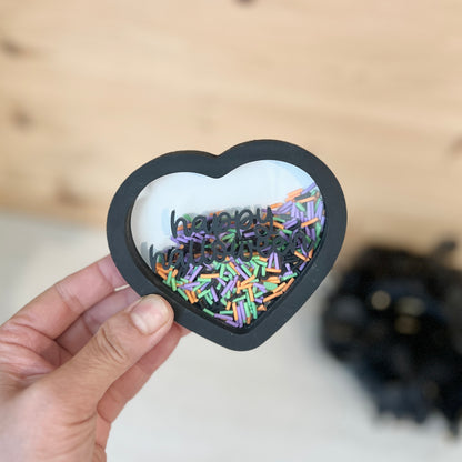 (New) Happy Halloween Black Heart Shaker + 1 base