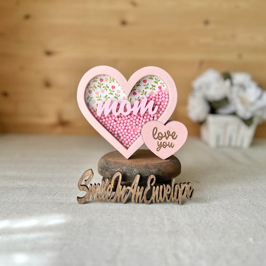 (New) Love you mom Double heart Shaker Pink A