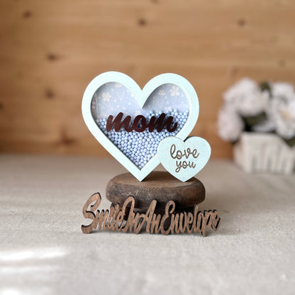 (NEW) Love you mom Double heart Shaker Blue B