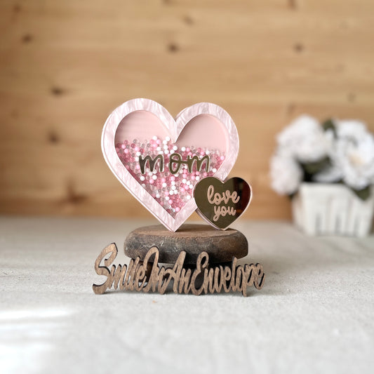 (New) Love you mom Double heart Shaker
