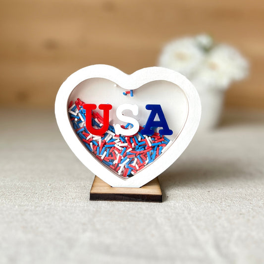 (New) White USA Heart Shaker + 1 base
