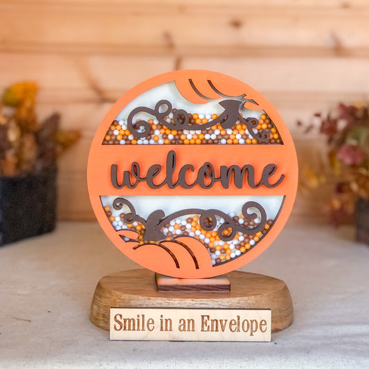 Welcome pumpkin shaker sign image 0